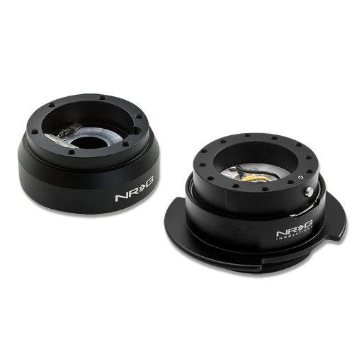 NRG-SRK-181H+250BK, NRG Innovations Steering Wheel 6-Hole Aluminum Ball Bearing Short Hub Adapter with Gen 2.5 Black Quick Release SRK-181H Steering Accessories NRG Innovations NRG-SRK-181H+250BK
