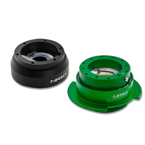 NRG-SRK-181H+250GN, NRG Innovations Steering Wheel 6-Hole Aluminum Ball Bearing Short Hub Adapter with Gen 2.5 Green Quick Release SRK-181H Steering Accessories NRG Innovations NRG-SRK-181H+250GN
