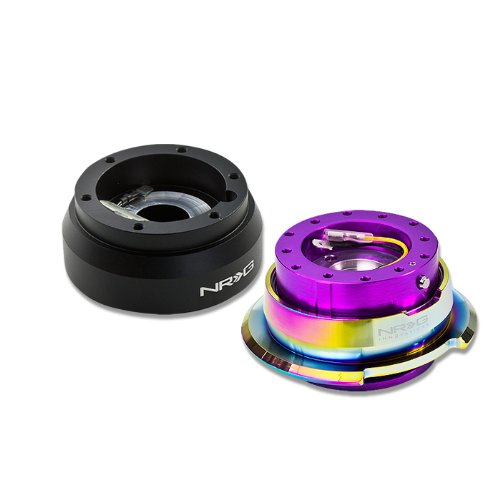 NRG Innovations Steering Wheel 6-Hole Aluminum Ball Bearing Short Hub Adapter with Gen 2.8 Neo Chrome Purple Quick Release SRK-181H Steering Accessories NRG Innovations NRG-SRK-181H+280PP-MC