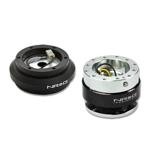 NRG-SRK-190H+100BC, NRG Innovations Steering Wheel 6-Hole Aluminum Ball Bearing Short Hub Adapter with Gen 1.0 Black Chrome Quick Release SRK-190H Steering Accessories NRG Innovations NRG-SRK-190H+100BC