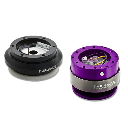 NRG-SRK-110H+200PP, NRG Innovations Steering Wheel 6-Hole Aluminum Ball Bearing Short Hub Adapter with Gen 2.0 Purple Quick Release SRK-110H Steering Accessories NRG Innovations NRG-SRK-110H+200PP
