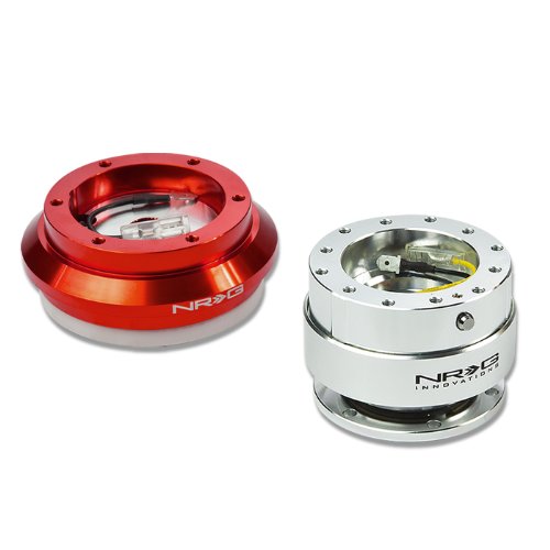 NRG-SRK-110H-RD+100SL, NRG Innovations Steering Wheel 6-Hole Aluminum Ball Bearing Short Hub Adapter with Gen 1.0 Silver Quick Release SRK-110H Steering Accessories NRG Innovations NRG-SRK-110H-RD+100SL