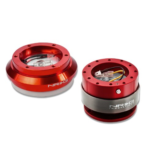 NRG-SRK-110H-RD+200RD, NRG Innovations Steering Wheel 6-Hole Aluminum Ball Bearing Short Hub Adapter with Gen 2.0 Red Quick Release SRK-110H Steering Accessories NRG Innovations NRG-SRK-110H-RD+200RD