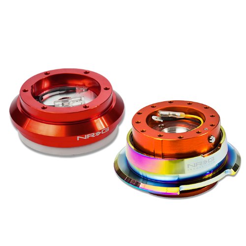 NRG-SRK-110H-RD+280OR-MC, NRG Innovations Steering Wheel 6-Hole Aluminum Ball Bearing Short Hub Adapter with Gen 2.8 Neo Chrome Orange Quick Release SRK-110H Steering Accessories NRG Innovations NRG-SRK-110H-RD+280OR-MC