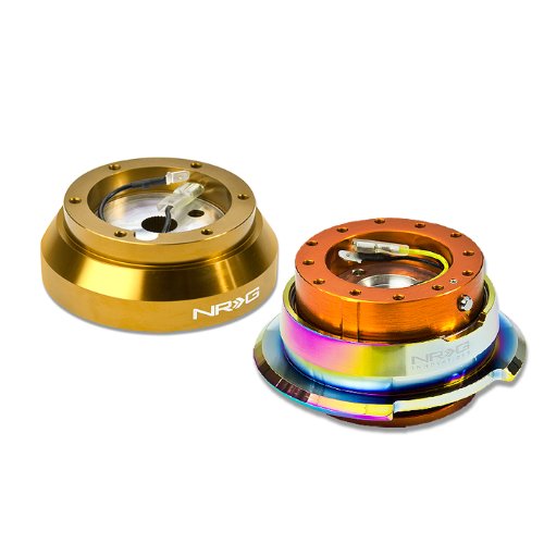 NRG-SRK-140H-RG+280RG-MC, NRG Innovations Steering Wheel 6-Hole Aluminum Ball Bearing Short Hub Adapter with Gen 2.8 Neo Chrome Rose Gold Quick Release SRK-140H Steering Accessories NRG Innovations NRG-SRK-140H-RG+280RG-MC