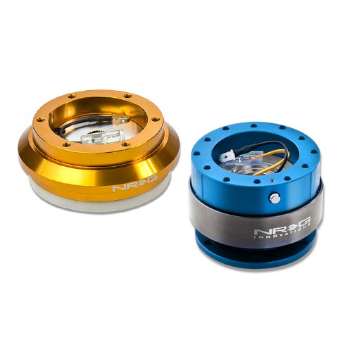 NRG-SRK-110H-RG+200NB, NRG Innovations Steering Wheel 6-Hole Aluminum Ball Bearing Short Hub Adapter with Gen 2.0 New Blue Quick Release SRK-110H Steering Accessories NRG Innovations NRG-SRK-110H-RG+200NB
