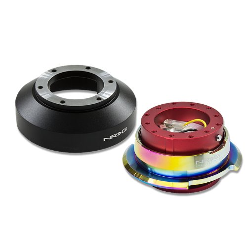 NRG-SRK-141H+280RD-MC, NRG Innovations Steering Wheel 6-Hole Aluminum Ball Bearing Short Hub Adapter with Gen 2.8 Neo Chrome Red Quick Release SRK-141H Steering Accessories NRG Innovations NRG-SRK-141H+280RD-MC