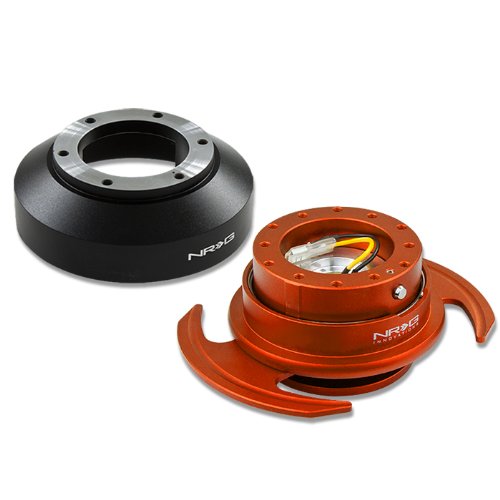 NRG-SRK-141H+650OR, NRG Innovations Steering Wheel 6-Hole Aluminum Ball Bearing Short Hub Adapter with Gen 3.0 with Handle Orange Quick Release SRK-141H Steering Accessories NRG Innovations NRG-SRK-141H+650OR