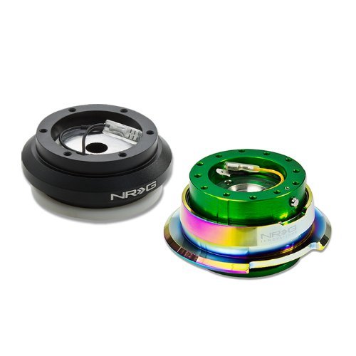 NRG-SRK-130H+280GN-MC, NRG Innovations Steering Wheel 6-Hole Aluminum Ball Bearing Short Hub Adapter with Gen 2.8 Neo Chrome Green Quick Release SRK-130H Categories  NRG-SRK-130H+280GN-MC