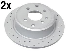 BMW e30 318 325 Brake Disc Rear CROSS Drilled (x2 Rotors) X-Drill Rotors ZIMMERMANN COAT Z X-DRILLED BMW 34216755407867