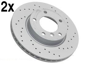 BMW e36 3-series Brake Disc Front CROSS Drilled (x2 Rotors) Rotors ZIMMERMANN COAT Z X-DRILLED BMW 34116855153867