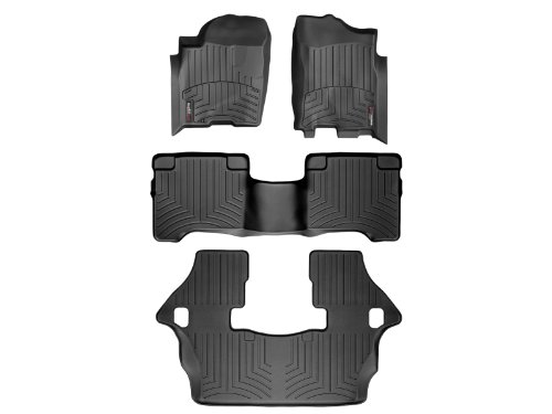 WeatherTech Custom Fit FloorLiner - Infiniti QX56 - 2004-2010 - Complete Set (1st, 2nd, & 3rd Row) Black Custom Fit WeatherTech