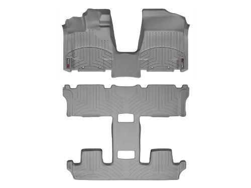 WeatherTech Custom Fit FloorLiner - Nissan Quest - 2011-2012 - Complete Set (1st, 2nd, & 3rd Row) - Over The Hump Grey Custom Fit WeatherTech