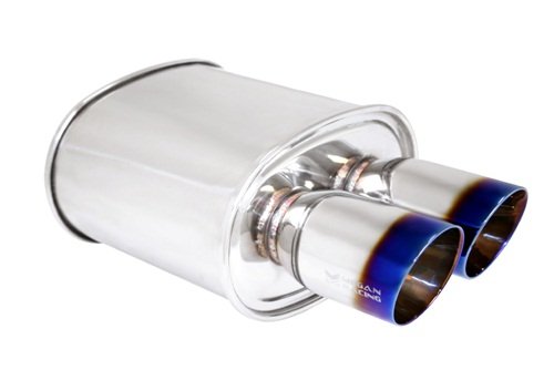 04-11 Mitsubishi Galant Megan Racing M-VO Muffler Dual Burnt 3.5 Blue Tips Silver Chrome Mufflers Megan Racing MRM-MVO2-149