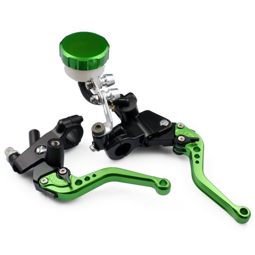1 Pair of green CNC Front UNIVERSAL 7/8(22mm) Motorcycle Aluminum Clutch Brake Master Cylinder Reservoir Levers Kit Set Fit For Ducati MTS1000SDS/DS 2004-2006 Fluid Reservoirs etop MT828_green_AA_020