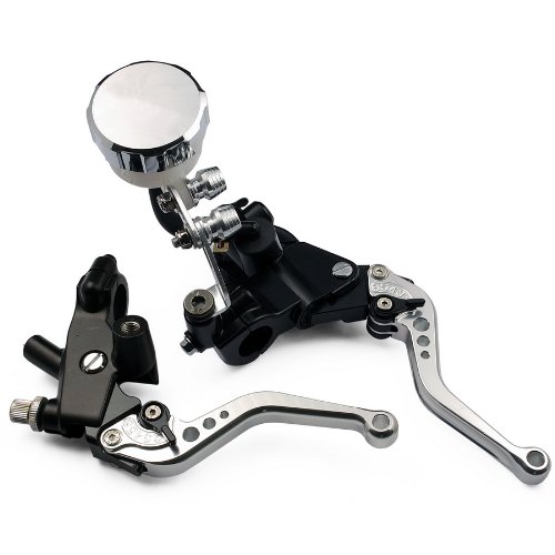 1 Pair of silver CNC Front UNIVERSAL 7/8(22mm) Motorcycle Aluminum Clutch Brake Master Cylinder Reservoir Levers Kit Set Fit For KAWASAKI GPZ1100/ABS 1995-1998 Fluid Reservoirs etop MT828_silver_AA_270