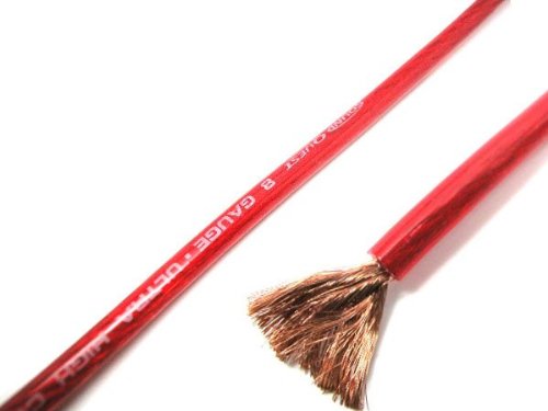 Sound Quest 8 Gauge Pro Red Power or Ground Wire (By The Foot) Power & Ground Cable Stinger RMAX8R