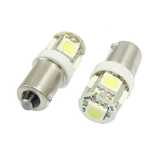 2 Pcs BA9S 5050 SMD 5 LED White Wedge Side Light Bulb for Car Vehicle Turn Signal & Fog Light Combos Amico a12112800ux0555