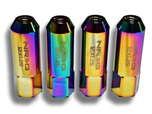 NRG Multi Color Extended Tuner Style Lug Nuts + Locks & Key M12x1.50 17pc Locking Set - LN-400MC Lug Nuts NRG Innovations LN-400MC + LN-L40MC + LN-K200