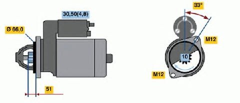 12V BOSCH STARTER FOR 2005 2006 2007 2008 AUDI A4/A4 QUATTRO 3.2L AND 2005 2006 2007 2008 AUDI A6 3.2L (0-001-108-405, 0-001-108-406) - 17976 Starters Maniac EM 17976