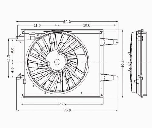 1993 1994 1995 MERCURY VILLAGER (STD DUTY) RADIATOR & CONDENSER COOLING FAN ASSEMBLY (F4XY-8C607-AA) - 620330 Engine Radiator Cooling Fan Motor Maniac EM 620330