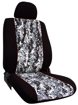 Shear Comfort Custom GMC Sierra Seat Covers - FRONT SEAT SET: 40/20/40 Bench w/ Fixed Middle Back and Adjustable Headrests and Seatbelt in Backrest (1999-2002) - Neo-Sport Black w/ Digital Camo Gray - Made in the USA Accessories Shear Comfort 400800001655