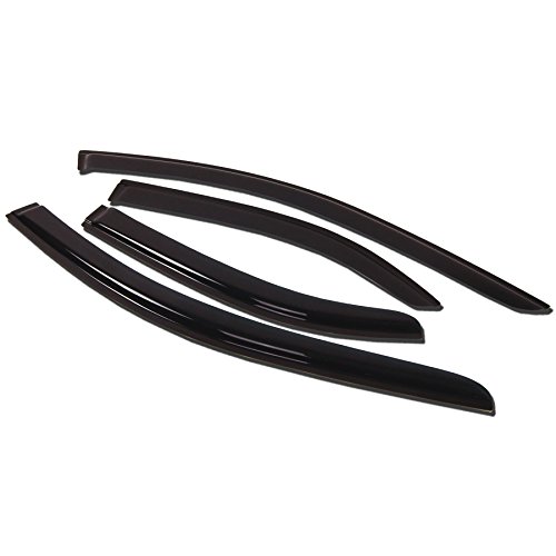 TuningPros WV-001 Window Visor Deflector Rain Guard Dark Smoke 4-pc Set Body TuningPros WV-001