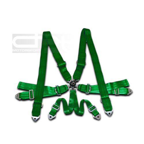 3 Nylon Strap 6 Point Shoulder Camlock Style Adjustable Harness Bar Green Racing Safety Seat Belt Seat Belts DPT SBCL-6P-GR