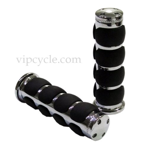 ISO Chrome Billet Motorcycle Handlebar Grips Pair for Suzuki Intruder Volusia Grips vipcycle.com GCA23102