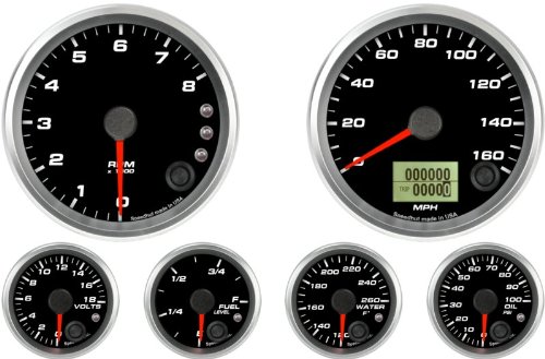 Speedhut 6 gauge custom set - Speedometer Gauge 160mph, Tachometer Gauge 8K RPM Gauge Sets SpeedHut GR338-6KIT-STANG-01