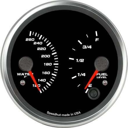 Speedhut 4 Dual Gauge - Water Temp, Fuel Level Fuel & Temperature SpeedHut GR4-DUAL-WF-01