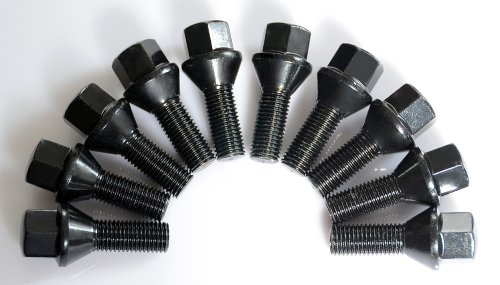 2005-2006 MINI Cooper S R52 Convertible BLACK-E COAT TAPER CONE 28MM WHEEL STUD BOLT M12X1.5X28 10pcs Wheel Studs FSID INNOVATION AMZ-CONE-BLACK-12X1.5X28-R52 mini cooper S Convertible
