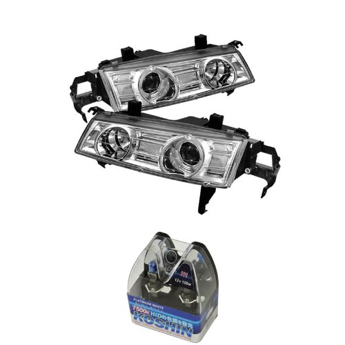 Carpart4u Honda Prelude Halo Projector Headlights & Koshin Platinum White Halogen Light Bulbs package Headlight Assemblies Carpart4u CP4-PD-HP92-C+NUM-H1PW