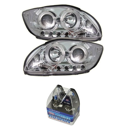 Carpart4u Scion TC Halo LED Projector Headlights & Koshin Platinum White Halogen Light Bulbs package Headlight Assemblies Carpart4u CP4-PD-TTC04-HL-C+NUM-9006PW