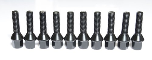 2006-2011 E90 BMW 328xi 330xi 335i M3 BLACK-E COAT CONE 39MM WHEEL STUD BOLT M12X1.5X39 10pcs Wheel Studs FSID INNOVATION AMZ-CONE-BLACK-12X1.5X39-E90 BMW 2006-2011