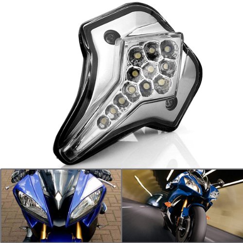 1x Motorcycle Sport Racing Bike 12 White LED Clear Lens Windscreen Light For 2008-2013 Yamaha YZF R6 Lenses Astra Depot M03-084-1