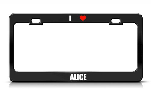 Alice Name Black Metal License Plate Frame Tag Border Frames Speedy Pros
