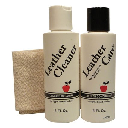Apple Brand Leather Care Kit 4 oz Cleaner & 4 oz Conditioner + Cleaning Cloth Leather Care Apple kit