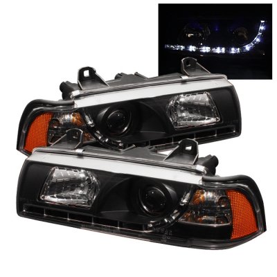 Headlight Assemblies Spyder Auto 444-BMWE36-4D-DRL-BK