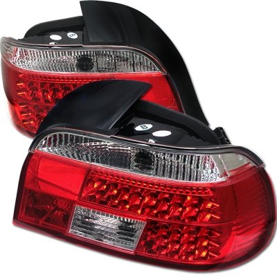BMW E39 5-Series 1997 98 99 2000 LED Tail Lights - Red Clear Tail Lights Spyder Auto 111-BE3997-LED-RC