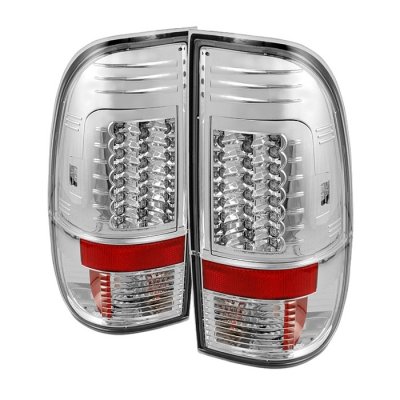 Ford F150 Styleside 1997 98 99 2000 01 02 03 V2 LED Tail Lights - Chrome Tail Lights Spyder Auto 111-FF15097-LED-G2-C