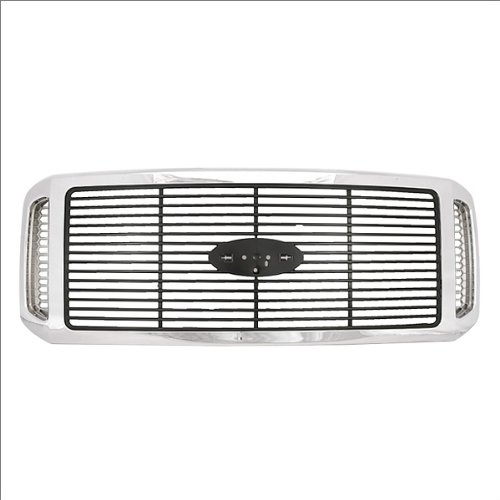 CarPartsDepot, Chrome With Black Billet Grille Outlaw New Replacement Grill Pickup 4-Dr, 400-18515 FO1200459 6C3Z8200AAA Grilles CarPartsDepot 400-18515