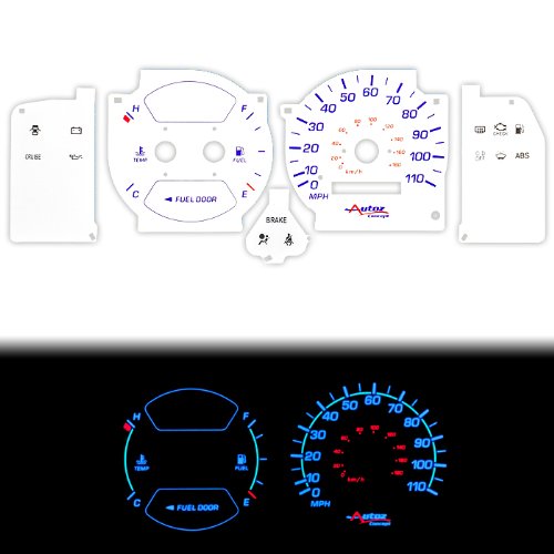 GG-TOCOR9801110-0-AM, Dash Cluster Dashboard Reverse Indiglo El Glow Replacement Gauge White Face Indicator RPM Tach Mileage Fuel Level Water Temperature for Automatic AT and Manual MT Transmission Fuel DNA GG-TOCOR9801110-0-AM