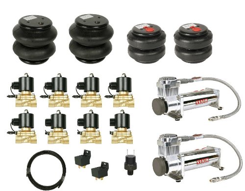 Viair 444c Chrome Dual Compressor Pack with AirBags and Valve Combo for Air Suspension Air Compressors & Inflators Viair K-FBSS-2444-2526-812-001
