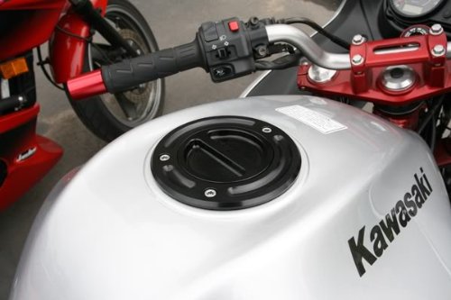 Kawasaki Billet Gas Fuel Cap ZZR1400 ZX10 ZX10R ZX14 ZX14R 1400GTR Concours 14 ER 6F 6N ABS Ninja 1000 650 R Versys Z1000 SX Z750 Gas Caps SSR Motorsports GCZX10 - BLACK - 6 OZ DUP 1