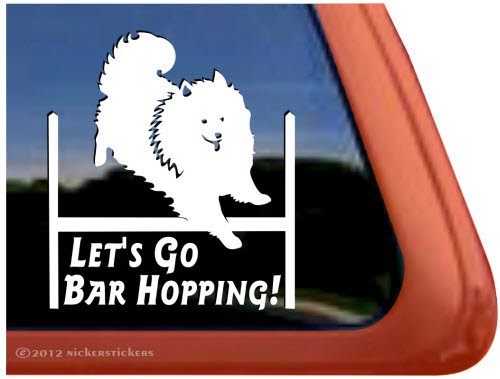Let's Go Bar Hopping! ~ American Eskimo Dog Agility Vinyl Window Decal Sticker Decals NickerStickers DC633BAR