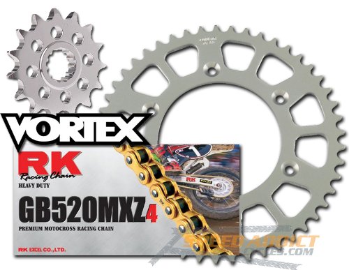 RK Vortex Gld MX Stl QA Chain and Sprocket Kit for HON 2002 CR125 Chain & Sprocket Kits RK Vortex 1012-028SG