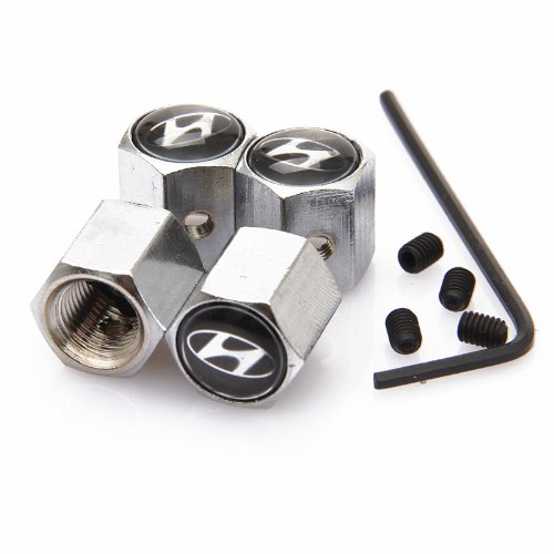 Hyundai Anti-theft Chrome Car Wheel Tire Valve Stem Caps Valve Stems & Caps