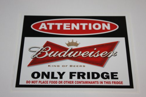 Attention Budweiser Beer Fridge Decal SIZE: 4.35x3,5 (11x8,8cm) sticker perfect gift Bumper Stickers, Decals & Magnets Beer 1