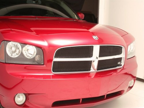 2006-2010 DODGE CHARGER GRILLE UPPER 4pc and BUMPER INSERT (all except SRT modles) (Black Finish) Grilles Grillcraft D3030-31B